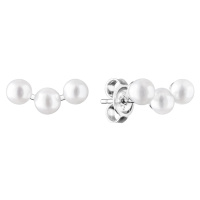 Gaura Pearls Stříbrné náušnice s bílou řiční perlou Emma, stříbro 925/1000 MS19403E/W Bílá