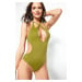 Trendyol Khaki Halterneck Swimwear with Cut Out/Windows, Regular Leg