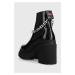 Kožené kotníkové boty HUGO Kris dámské, černá barva, na podpatku, 50509836