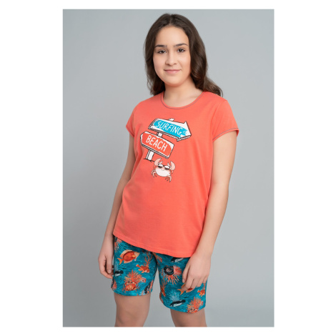 Dívčí pyžamo Italian Fashion Oceania - krátké Korálová