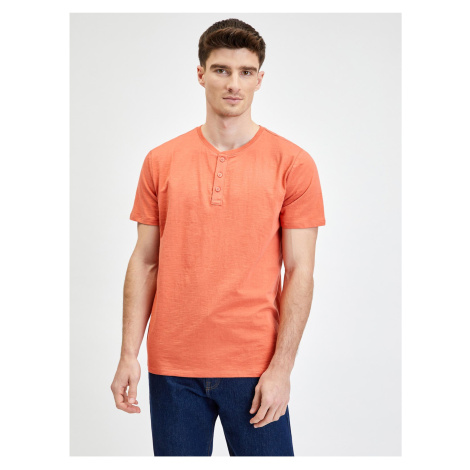 Oranžové pánské tričko bavlněné s knoflíčky GAP