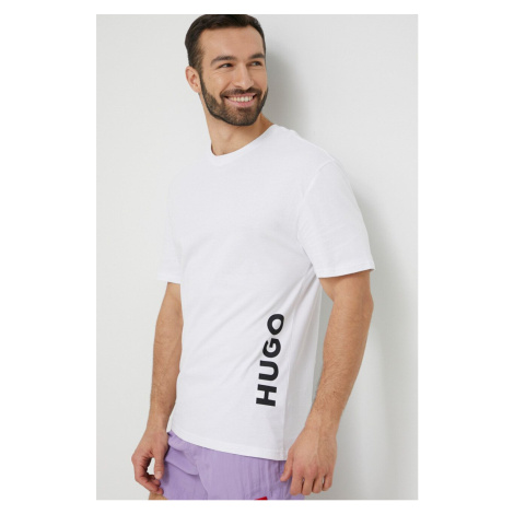 Plážové tričko HUGO bílá barva, s potiskem Hugo Boss