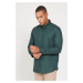 ALTINYILDIZ CLASSICS Men's Dark Green Recycle Slim Fit Slim Fit Hidden Button Collar Cotton Flan