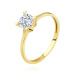 Zlatý prsten ze žlutého 14K zlata - výraznější vystupující kulatý zirkon