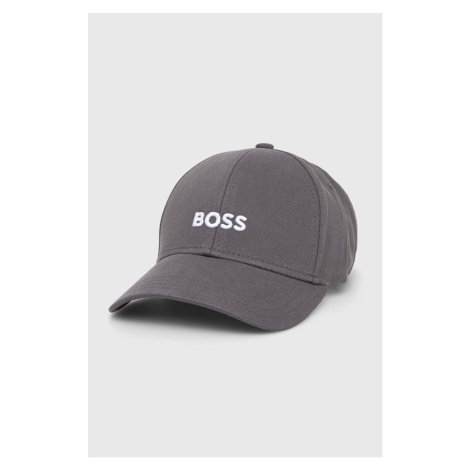 Bavlněná baseballová čepice BOSS černá barva, s aplikací Hugo Boss