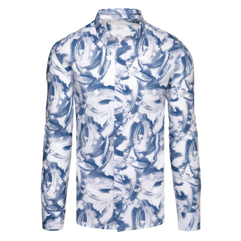 Dstreet Atraktivní modrá košile s jedinečným vzorem