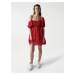 Červené krátké šaty s balonovými rukávy Salsa Jeans Aruba