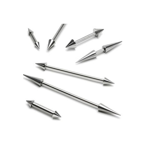 Piercing do ucha čínka - Barbell s hroty basic, různé velikosti - Rozměr: 2,5 mm x 13 mm x 5x5 m Šperky eshop