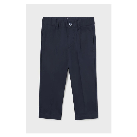 Kalhoty s lněnou směsí pro děti Mayoral tmavomodrá barva, vzorované