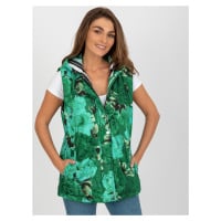 Zelená dámská péřová vesta s kapucí