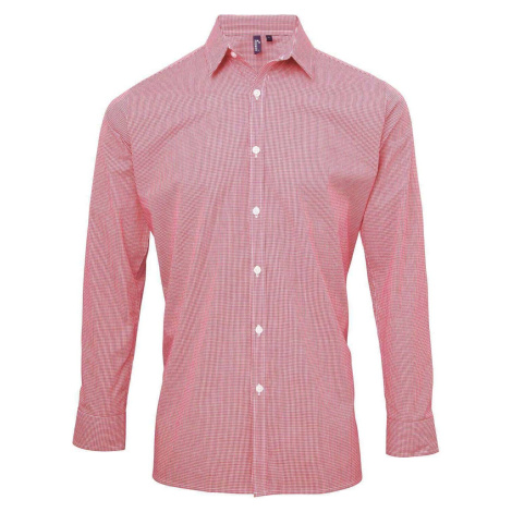 Premier Workwear Pánská popelínová košile Gingham s drobným kostkovaným vzorem