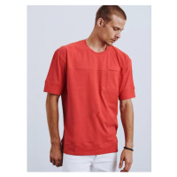 Pánské bavlněné tričko s kapsou na hrudi v červené barvě ve výprodeji