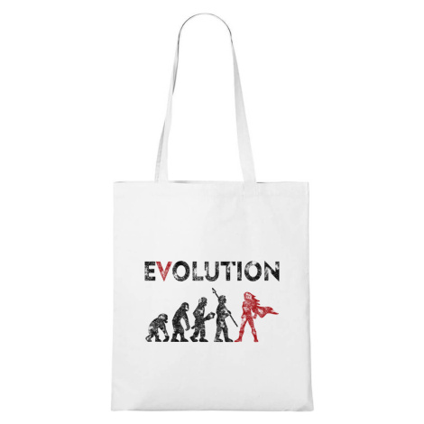 DOBRÝ TRIKO Bavlněná taška s potiskem Evoluce hrdinka Barva: Bílá