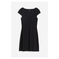 H & M - Žerzejové šaty's křidélkovým rukávem - černá