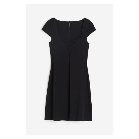 H & M - Žerzejové šaty's křidélkovým rukávem - černá H&M