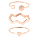 Troli Designová růžově zlacená sada ocelových prstenů