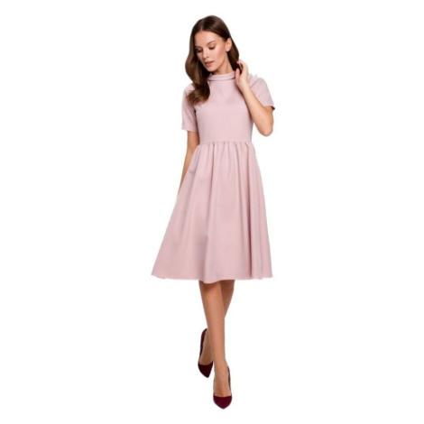Makover Dámské mini šaty Molla K028 tmavě růžová Růžová