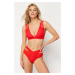 Trendyol Red Cut Out/Windowed High Waist Regular Bikini Bottom