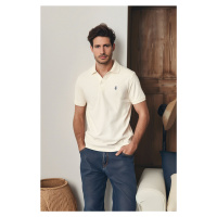 Trendyol Stone Regular Short Sleeve Textured 100% Cotton Polo Neck T-shirt