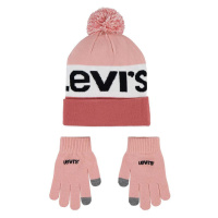 Čepice a dětské rukavice Levi's růžová barva