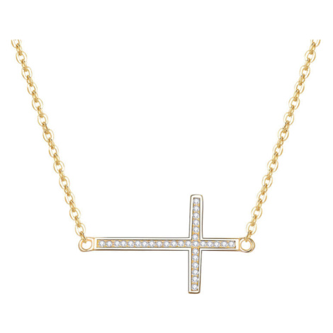 Beneto Pozlacený stříbrný náhrdelník s křížkem AGS196/47-GOLD