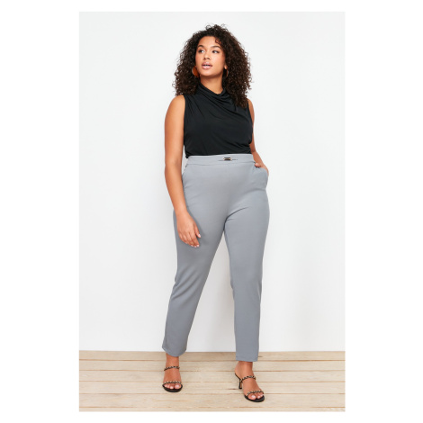 Trendyol Curve Gray Cigarette Accessory Detail Knitted Trousers