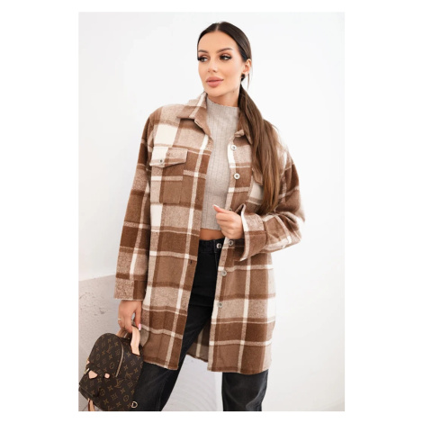 Kesi Dámská kostkovaná košile ART9007 Barva: Hnědá