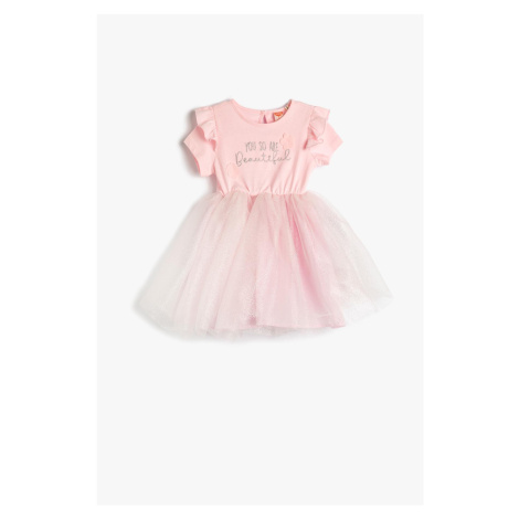 Koton Tutu Dress With Skirt Ruffled Short Sleeve Cotton Embroidered Detailed.