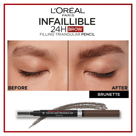 L'ORÉAL PARIS Infaillible Brows 24H Filling Triangular Pencil 03 Brunette tužka na obočí