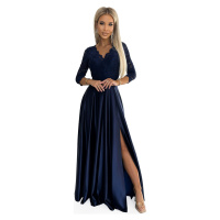 Numoco Dámské společenské šaty Amber granátová Tmavě modrá