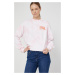 Bavlněné tričko s dlouhým rukávem Dr. Denim dámské, růžová barva,