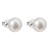 Stříbrné náušnice pecky s bílou říční perlou 21043.1
