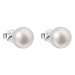 Stříbrné náušnice pecky s bílou říční perlou 21043.1
