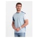 Ombre Men's elastane t-shirt with colored sleeves - blue