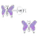 Klenoty Amber Stříbrné náušnice Motýlek s fialovými křidélky