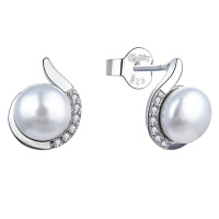 MOISS Elegantní stříbrné náušnice s perlami a zirkony E0001852