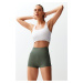 Trendyol Khaki Recovery Waist Reflective Print Detailed Extra Short Knitted Sports Shorts Leggin