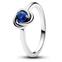 Pandora Stříbrný prsten s modrým krystalem Zářijový kruh věčnosti 192993C09 52 mm