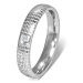 Stříbrný ocelový prsten s čirým kamínkem a mřížkou