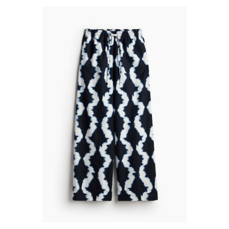 H & M - Široké kalhoty z lněné směsi - modrá H&M