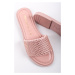 Růžové kožené nízké pantofle 1-27125