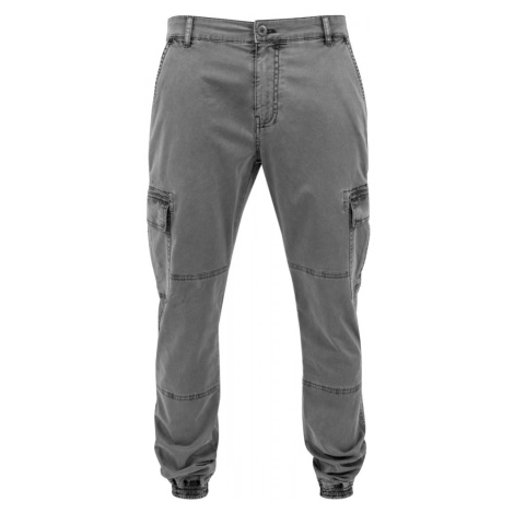 Pánské kalhoty Urban Classics Washed Cargo Twill Jogging - světle šedé