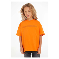 Dětské tričko Calvin Klein Jeans oranžová barva