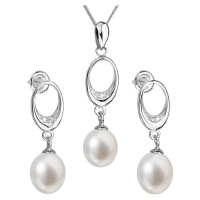 Evolution Group Souprava stříbrných šperků s pravými perlami Pavona 29040.1 (náušnice, řetízek, 