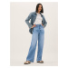 Světle modré dámské široké džíny s vysokým pasem Marks & Spencer