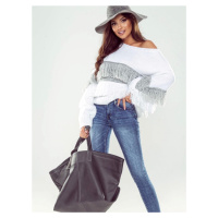 Sweater white By o la la cxp1221.white/grey