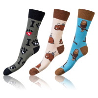 Bellinda CRAZY SOCKS 3x - Fun crazy socks 3 pairs - dark brown - red - blue