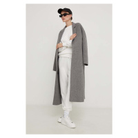 Vlněný kabát Answear Lab šedá barva, přechodný, oversize