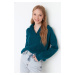 Trendyol Green Soft Textured Hooded Knitwear Sweater