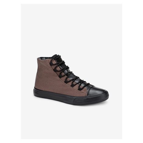 Černo-hnědé pánské sneakers boty Ombre Clothing T378